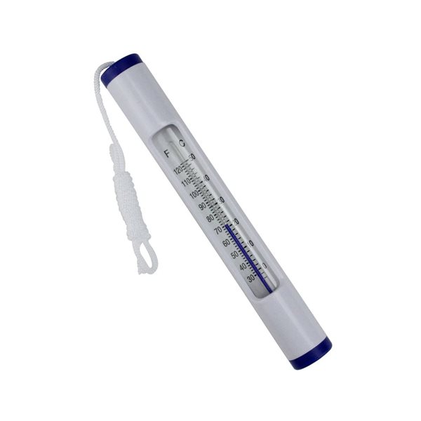 Northlight 6.75-in White and Blue Round Pool Thermometer with White Cord