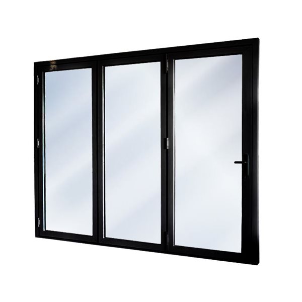 Avora Elite Bi Fold Patio Door 124 X 84-in Tempered Glass Black Aluminum  Left-hand 3-panels