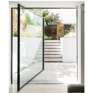 Avora Elite Pivot Simple Patio Door 36 X 72-in Tempered Glass Black Aluminum Left-hand