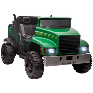 Aosom Two-Seater Kids' Tractor with Detachable Bucket, 12V Battery Powered Truck