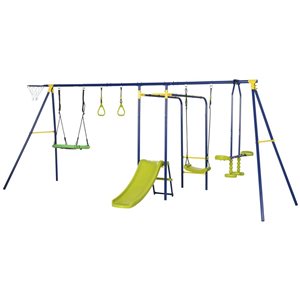 Lot de balançoires en métal avec toboggan à glissière Outsunny