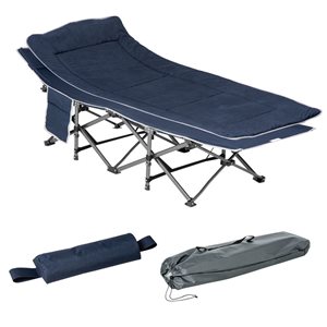 Lit de camping pliant pour adultes avec matelas Outsunny, bleu foncé