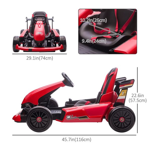 Aosom Electric Go Kart, 24V Outdoor Racer Drifter Car for Kids 370-234V80RD