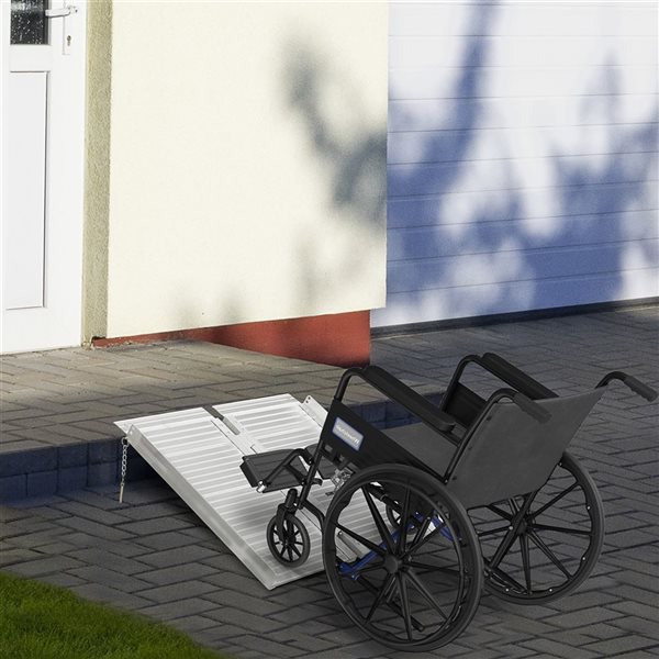 Rampe pliante en aluminium texturé pour fauteuils roulants HOMCOM