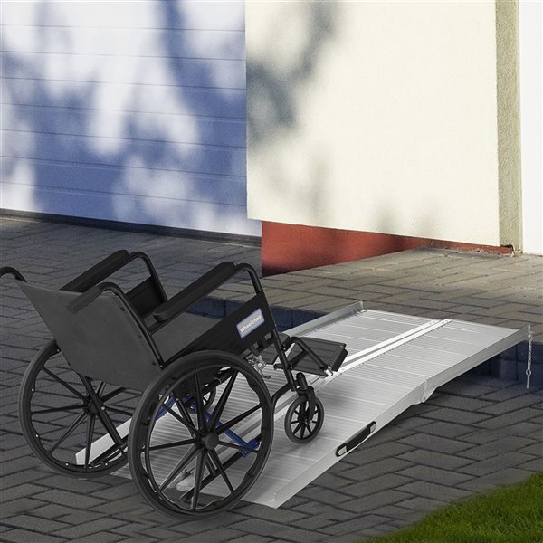 Rampe pliante en aluminium texturé pour fauteuils roulants HOMCOM