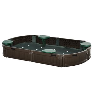 Bac à sable avec couvercle et siège pour jardin pour enfant Outsunny