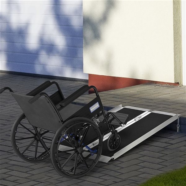 Rampe de fauteuil roulant portable de 4 pi avec seuil en aluminium HOMCOM