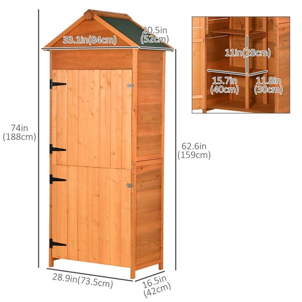 Outsunny 2.75-ft x 1.7-ft x 6-ft Garden Storage Shed