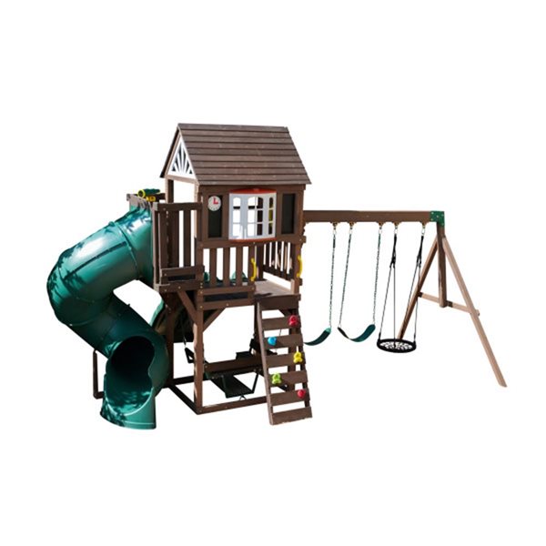 KidKraft All-in-One Sports Adventure Playset Residential Wood Playset with  Slide in the Wood Playsets & Swing Sets department at