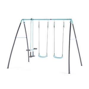 Portique Plum Play à 2 balançoires en métal avec balançoire à 2 places et adaptateur à brume