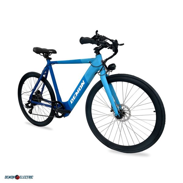 Vélo électrique unisexe Demon Electric 6ix City bleu de 27,5 po