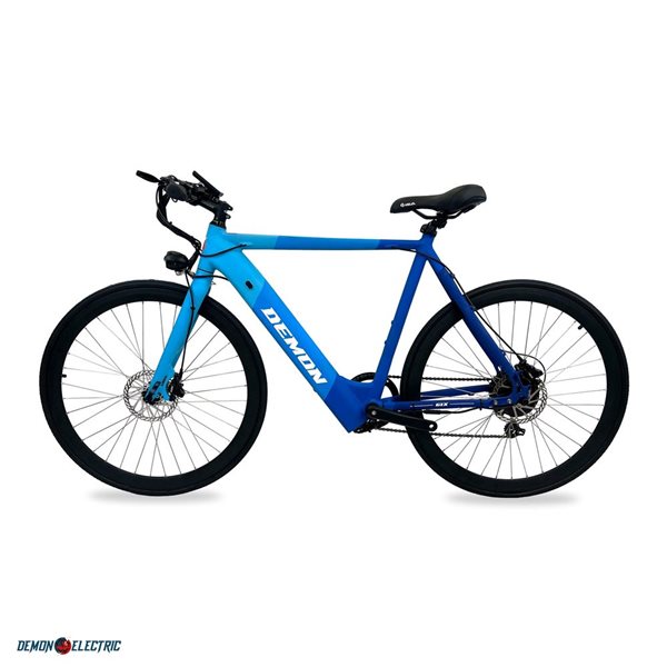 Vélo électrique unisexe Demon Electric 6ix City bleu de 27,5 po