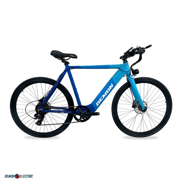 Vélo électrique unisexe Demon Electric 6ix City bleu de 27,5 po