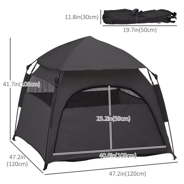 PawHut Dark Grey Pop-Up Dog Tent