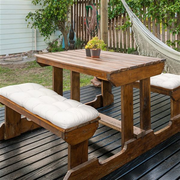 Outsunny Cream White Patio Bench Cushions - Set of 2