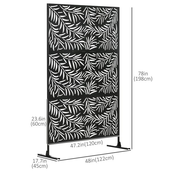 Outsunny 48 x 78-in Black Steel Willow Branch Outdoor Privacy Screen