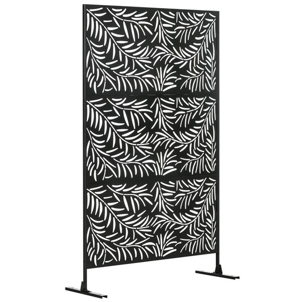Outsunny 48 x 78-in Black Steel Willow Branch Outdoor Privacy Screen