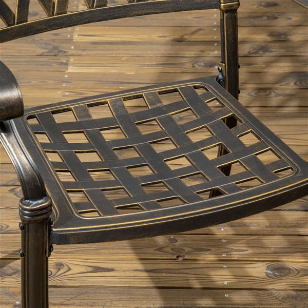 Outsunny Bronze Aluminum Patio Dining Set with Khaki Cushions Included - 7-Piece