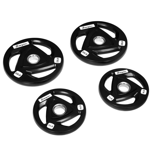 Paires De Poids Olympiques 5 Lb Iron Grip — Revêtement Uréthane, Poignée En Fer, Occasion