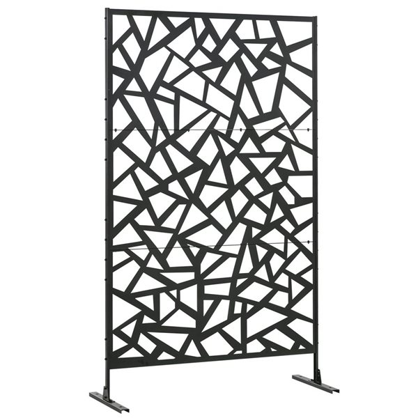 Outsunny 48 x 78in Black Steel Modern Outdoor Privacy Screen 844629V00BK RONA