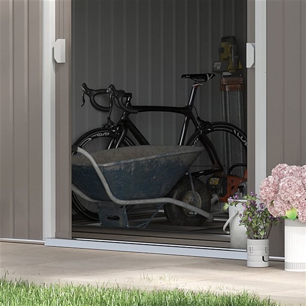 Outsunny 11 x 13-ft Light Grey Vinyl-Coated Steel Storage Shed