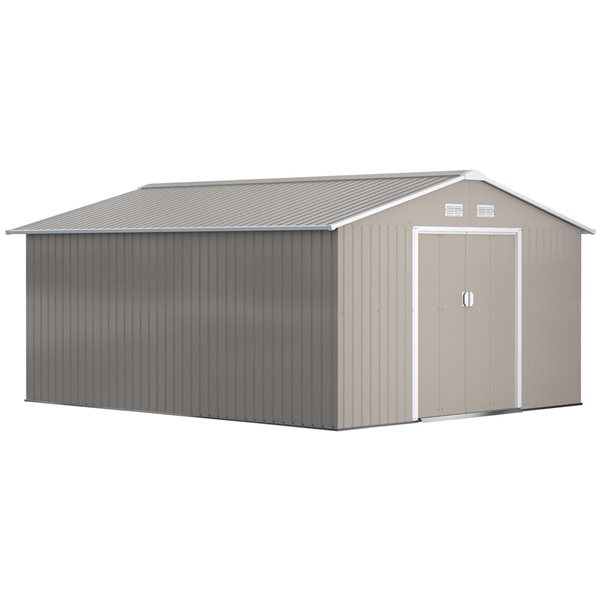 Outsunny 11 x 13-ft Light Grey Vinyl-Coated Steel Storage Shed