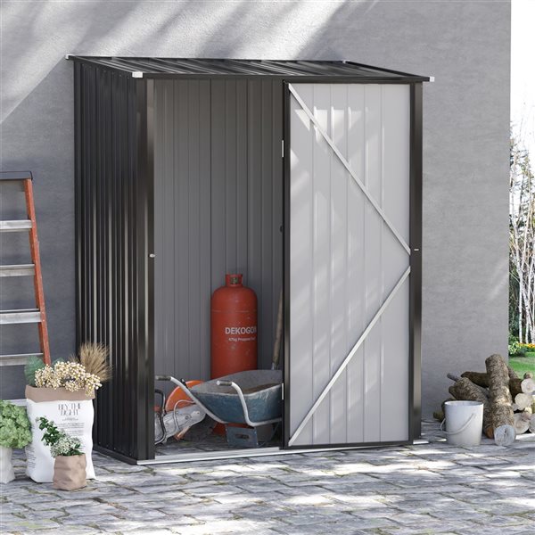 Outsunny 5 x 3-ft Charcoal Grey Vinyl-Coated Steel Storage Shed