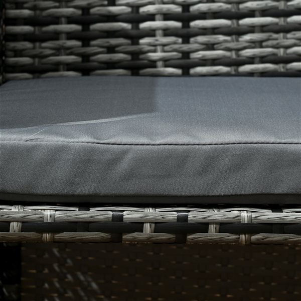 Outsunny Grey Wicker Patio Dining Set with Grey Cushions Included - 5-Piece