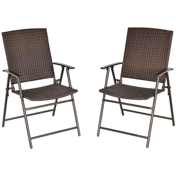 Outsunny Metal Frame Foldable Outdoor Wicker Chairs 2Piece 867070