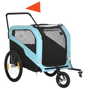 Aosom 5.57 x 2.52 x 2.95-ft Blue Pet Bike Trailer with Hitch