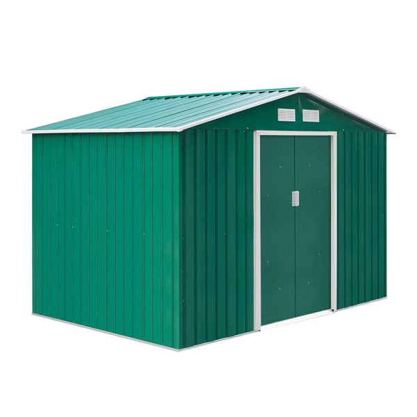 Outsunny 9 x 6-ft Green Vinyl-Coated Steel Storage Shed