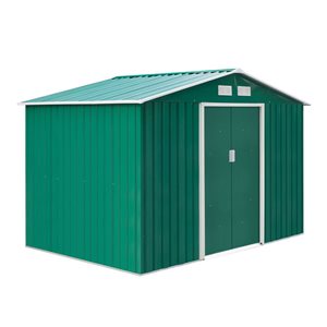 Outsunny 9 x 6-ft Green Vinyl-Coated Steel Storage Shed