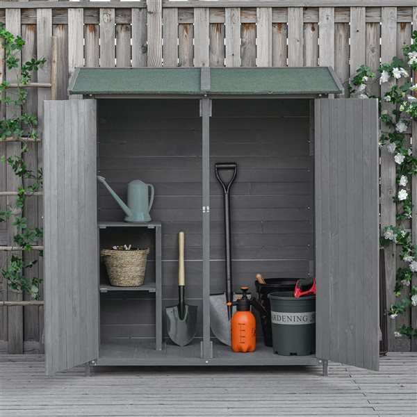 Outsunny 2 x 4-ft Wood Storage Shed with Asphalt Roof