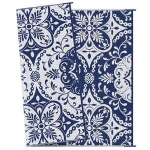 Outsunny 9 x 12-ft Blue and White Rectangular Outdoor Rug with Carry Bag