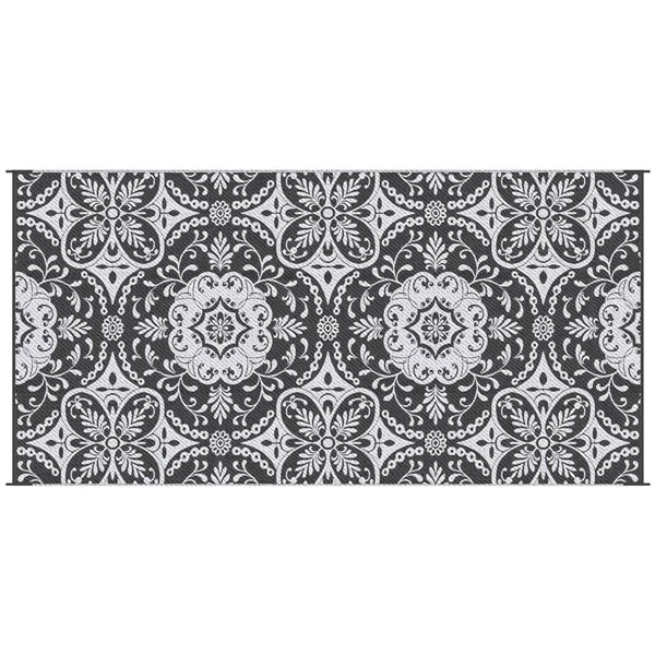 Outsunny 9 x 18-ft Grey and White Rectangular Outdoor Rug with Carry Bag
