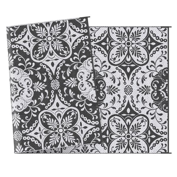 Outsunny 9 x 18-ft Grey and White Rectangular Outdoor Rug with Carry Bag
