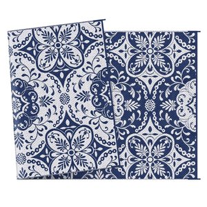 Outsunny 9 x 18-ft Blue and White Rectangular Outdoor Rug with Carry Bag