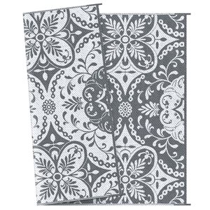 Outsunny 9 x 12-ft Grey and White Rectangular Outdoor Rug with Carry Bag