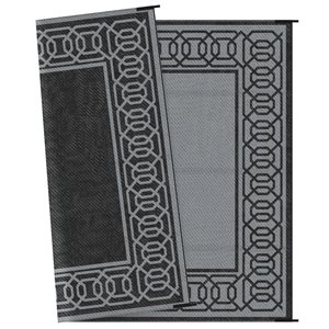 Outsunny 9 x 12-ft Black and Grey Rectangular Outdoor Rug with Carry Bag