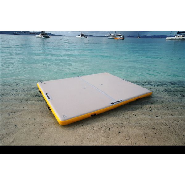 Swim Central 8-in White and Yellow Private Solstice Drop Stitch Lake Dock