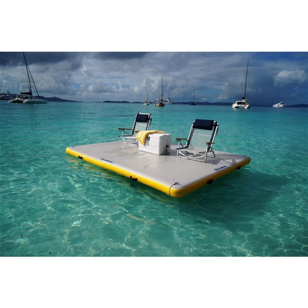 Swim Central 8-in White and Yellow Private Solstice Drop Stitch Lake Dock