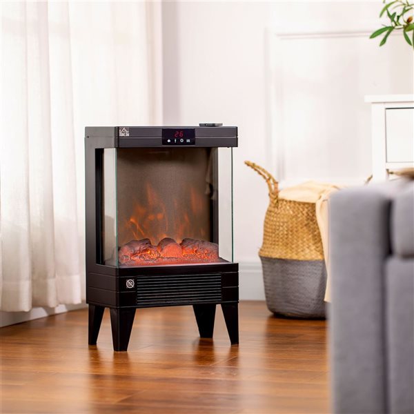 HOMCOM 12.8-in Black Fan-Forced Electric Fireplace