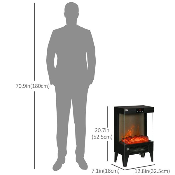 HOMCOM 12.8-in Black Fan-Forced Electric Fireplace