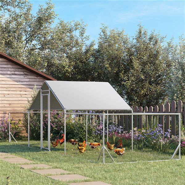 PawHut Large Metal Outdoor Chicken Coop