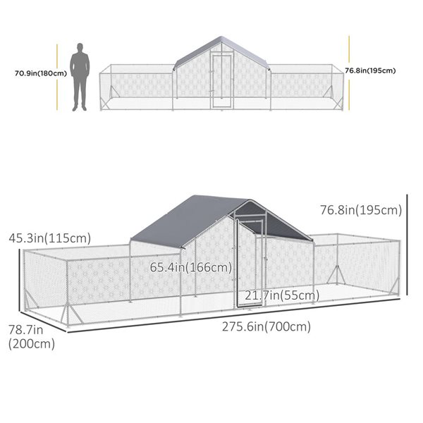 PawHut Large Metal Outdoor Chicken Coop