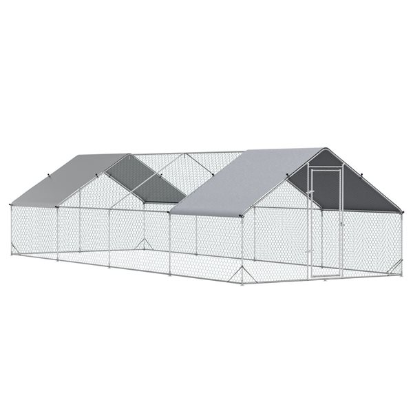 PawHut Galvanized Large Chicken Coop with Walk-in Enclosure Poultry