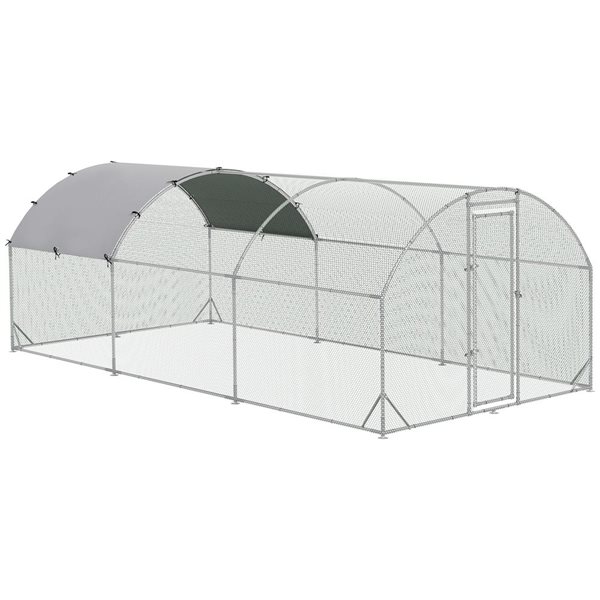 PawHut Galvanized Steel Chicken Coop with Walk-in Enclosure Poultry