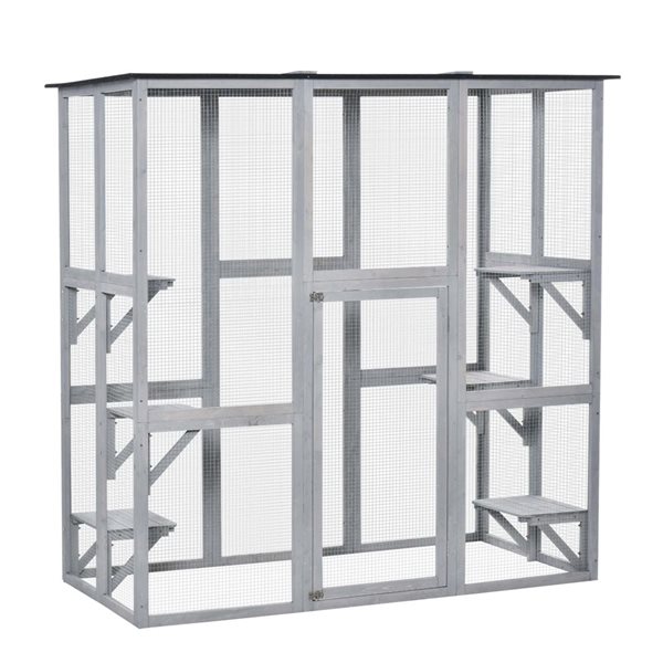 PawHut 70.9-in Large Wooden Outdoor Catio Enclosure