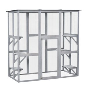 PawHut 70.9-in Large Wooden Outdoor Catio Enclosure