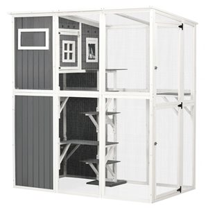 PawHut 66.5-in Wooden Catio with PVC Roof